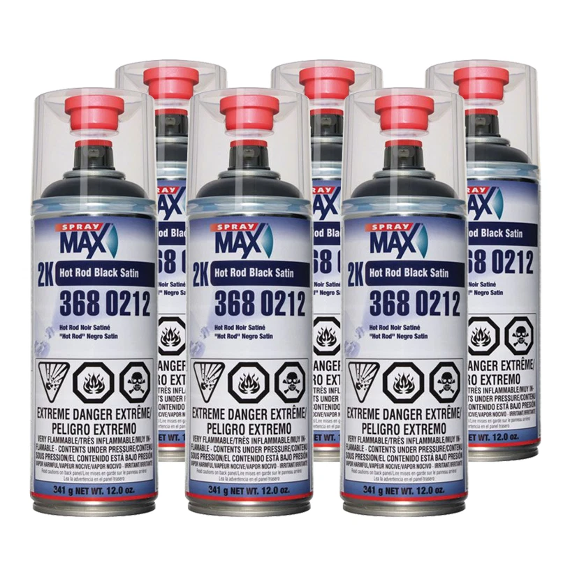SprayMax 3680212 2K Hot Rod Satin Black Aerosol 12 oz. (6 Pack) - Image 1 of 1