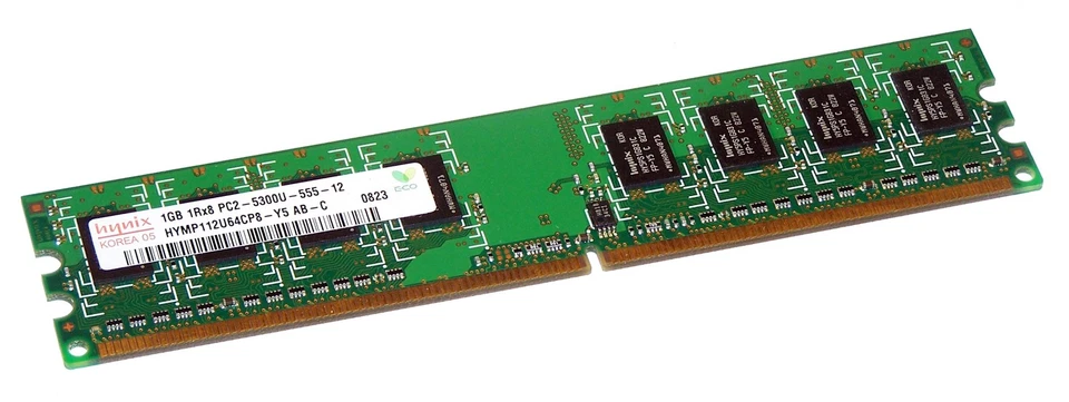 Hynix 1GB PC2-5300 DDR2-667MHz non-ECC Unbuffered CL5 240-Pin DIMM Single Rank - Image 1 of 1