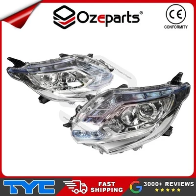Pair LH+RH Head Light Lamp Xenon (Blue Chrome) For Mitsubishi Triton MQ 15~18 - image 1 of 4