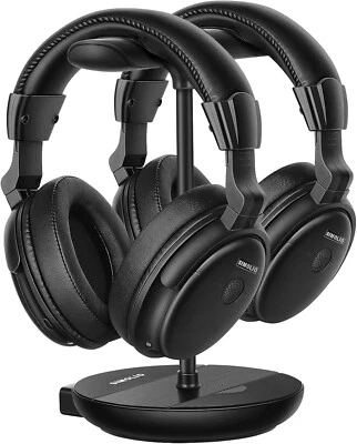 SIMOLIO Dual Funkkopfhörer Kabellos für TV mit SenderLadestation,mit Audio Bypas - Bild 1 von 4