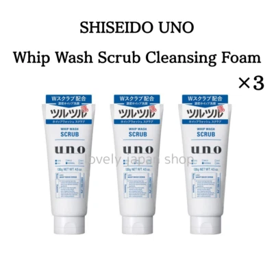 [Juego de 3] SHISEIDO UNO Whip Wash Exfoliante 130 g Jabón Facial Foto 1 de 4