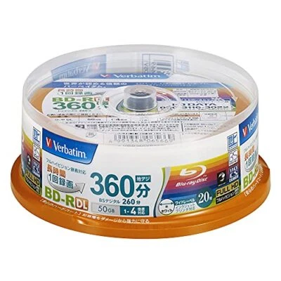 Blu Ray Verbatim Blu-ray Disc 20 Spindle - 50 GB 4X Speed BD-R DL - Printable - Image 1 of 4
