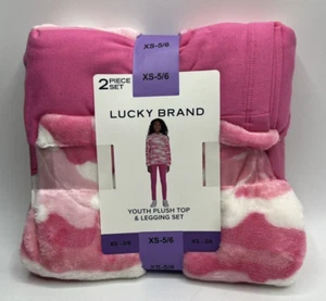 Girls Size XS (5/6) Lucky Brand 2-Piece Plush Hoodie & Legging Set Outfit Pink - Picture 1 of 4
