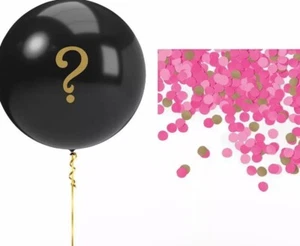 Pink Gender Reveal Balloon Kit Girl Black ? Confetti - Picture 1 of 1