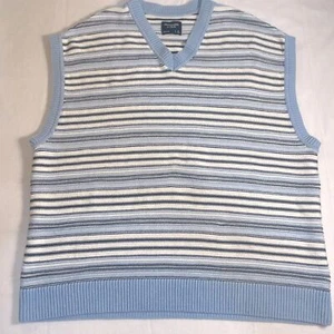 Abercrombie & Fitch Men's V-Neck Sweater Vest Size XL Oversized Blue Stripe - Picture 1 of 9