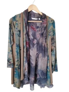 SOFT SURROUNDINGS Garden Open Cardigan Jacket Bird Print Size Petite Medium - Picture 1 of 8