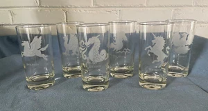 VTG "SAKS 5TH AVE" MYTHICAL GLASS COCKTAIL HIGHBALL TUMBLERS (6) PERFECT - Picture 1 of 11