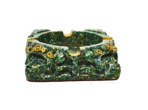 Vintage Aztec/Mayan Malachite Composite Ashtray, Piedra del Sol- 3.5 X 3.5inches - Picture 1 of 5