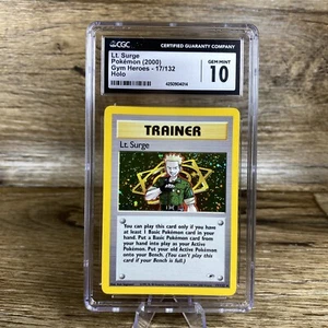 CGC 10 Lt. Surge 17/132 w/ SWIRL Holo Gym Heroes Unlimited GEM Mint Pokémon - Picture 1 of 4