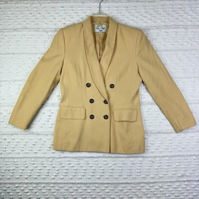 Vtg Le Suit Petite Cream Light Yellow Jacket Blazer Womens Size 6P Double Breast - Image 1 of 4