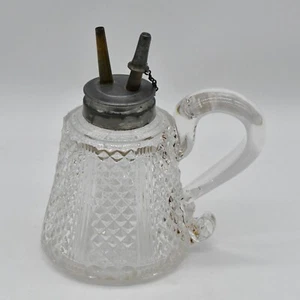 Antike Wal Öl Funkellampe Fingerlampe geschliffenes Glas Doppelbrenner 1800er - Bild 1 von 11