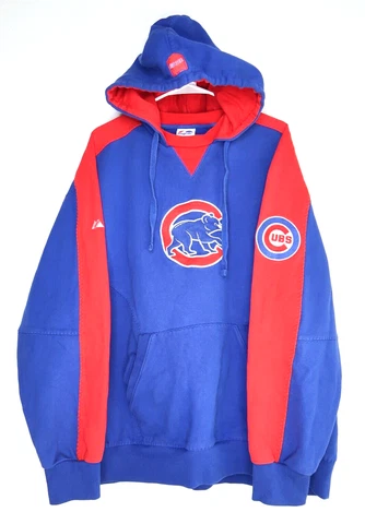 Chicago Cubs Mens 3XL Blue Hoodie Embroidered Long Sleeve Pullover Sweatshirt Cover