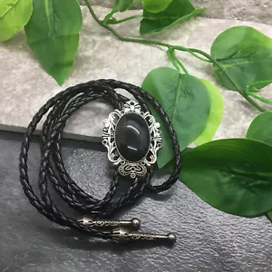 Rodeo Bolo Tie Western Cowboy Black Leather Necktie New Free Ship 7035 - Picture 1 of 3