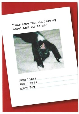 Valentine's Day Greeting Card Humorous Funny Cat Happy Valentine Joke Humour Sex - Image 1 of 4