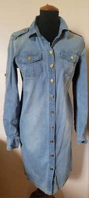 Vestido Camisa Tory Burch Denim Lavado a la Piedra Brigette Botón Delantero Manga Larga 4 Foto 1 de 4