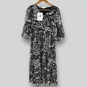 SELECTED FEMME Womens Faralda Floral Puff Sleeves Midi Dress SIZE XS BRAND NEW - Picture 1 of 16