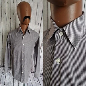Van Heusen Dress Shirt -16"/Large- Brown Stripe Cotton Long Sleeve BS69 - Picture 1 of 10