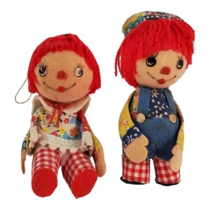 Raggedy Ann & Andy Pair Christmas Tree Ornaments - Vintage - Picture 1 of 6