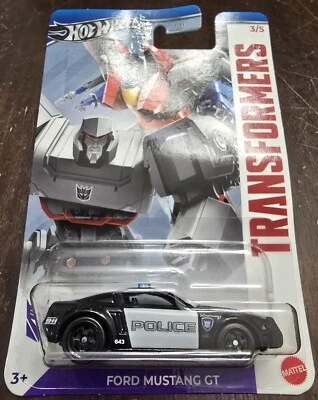Hot Wheels 2024 Transformers Ford Mustang GT Police Reissue Walmart Ex. #3/5 NEW - Image 1 of 2