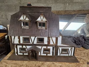 Large Tudor Style Dolls House With Furniture And Lighting 1m Wide - Picture 1 of 13