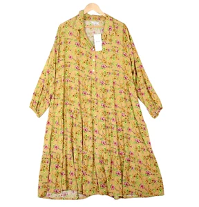 HUR by Adrift Midi Tiered Shift Dress Size XL Flower Patch Floral Collared V NWT - Bild 1 von 13