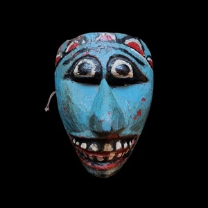 Máscara de teatro de colección arte tribal javanés tallada escultura de madera fina primitiva - Imagen 1 de 24