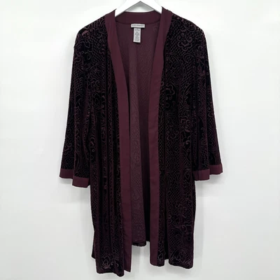 Catherines Jacket Kimono Size 3X Stretch Velvet Burnout Whimsigoth Witchy Boho - Image 1 of 4