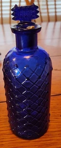 Antique Apothecary Poison Bottle Cobalt Blue Glass Quilted Oddity Weird Gothic - Picture 1 of 5