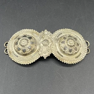 Vintage Ottoman Style Two Piece Floral Belt Buckle Ornate 4.25” Antique? Metal - Picture 1 of 16