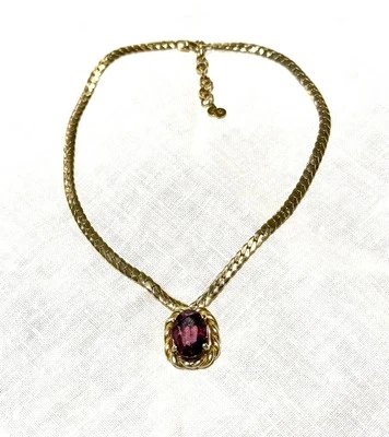 Collar Piedra Amatista Christian Dior Diseñador Años 80 De Colección  Foto 1 de 4