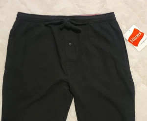 Pantalones de chándal Hanes Originals Waffle Sleep para hombre medianos negros con cordón de belleza - Imagen 1 de 18