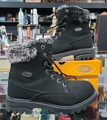 Lugz Womens Black Winter Boots Size 7.5 Faux Suede Faux Fur Winter Ankle Boots - Image 1 of 4
