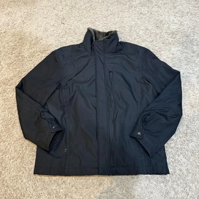 Marc New York Jacket Mens Large Black Faux Fur Collar Winter Coat Zip Pockets - Image 1 of 4