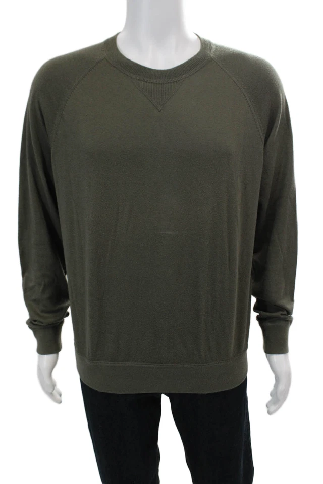 Sudadera Tejida Theory Para Hombre Manga Larga Cuello Redondo Verde Algodón Talla Extra Grande Foto 1 de 4