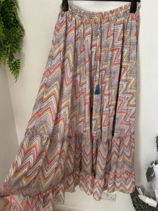 Bohemian Hippie Maxi Skirt Elastic Waist Festival gypsy Made In India Tired - Picture 1 of 10