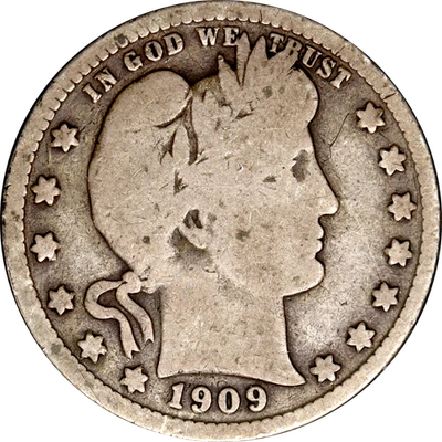 Cuarto de barbero 1909-S Foto 1 de 2