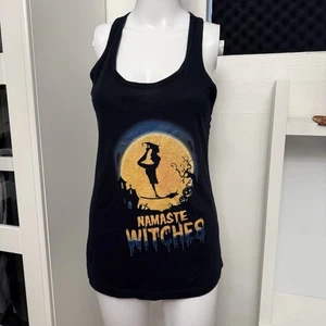 Schwarze Hexe Tank Top Bluse Namaste Hexen Yoga Skorpion Halloween Kostüm S - Bild 1 von 6
