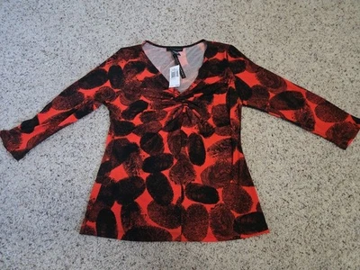 Nueva Blusa Grande con Etiquetas Grace Elements Mujer Huella Dactilar Naranja Salpicaduras Foto 1 de 4