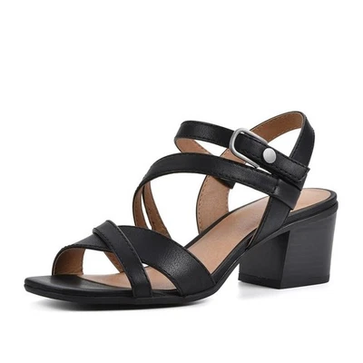 White Mountain Womens 9.5 M Black Faux Leather Strappy Heel Sandals NIB SU7 - Image 1 of 4