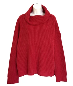 Maglione Eileen Fisher Yak lana merino cappuccio collo imbuto rosso donna 2X - Foto 1 di 8