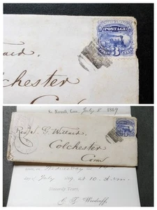 US Stamp- #114 1869 Pictorial Cover w Fancy Cancel New Haven Letter Entire c1563 - Picture 1 of 4