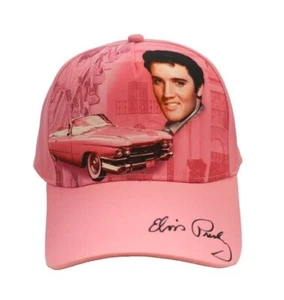 Nueva gorra de béisbol Elvis Presley rosa Cadillac regalo nueva con etiquetas guitarras foto sonrisa - Imagen 1 de 3