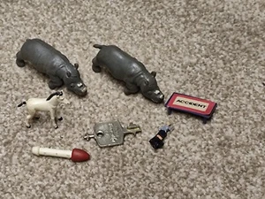 Corgi & Dinky Original Parts 2 x Rhinos, Foal, FAB 1 Missile, Corgi Rockets Key - Picture 1 of 13