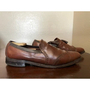 Allen Edmonds Mens Oxford Dress Shoes Brown Almond Toe Wingtip Tasseled 13 AAA - Picture 1 of 7
