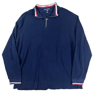 Vintage Y2K Polo Sport Ralph Lauren 1/4 Camisa Jersey Algodón Texturizado XXL Foto 1 de 4