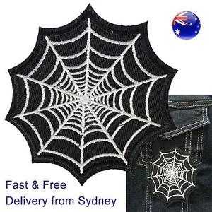 Spiderweb iron on patch - arachnid spider net embroidery Halloween web patches - Picture 1 of 4