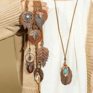 Trendy Turquoise Shell Pendant Women Fashion Brown Pendent Necklaces Jewelry - Picture 1 of 14
