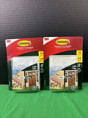 2 X 3M Command Damage Free Indoor Outdoor Light Clips 36 Clips 40 Strips Each - Image 1 of 3