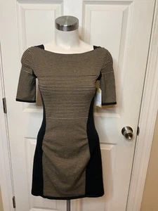 Rag & Bone Black Tan Striped Knit Mini Dress, Size XS - Picture 1 of 5