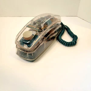 Vintage Conair Clear Transparent Phone 80s 90s Untested Teal Cord SW205 - Picture 1 of 8